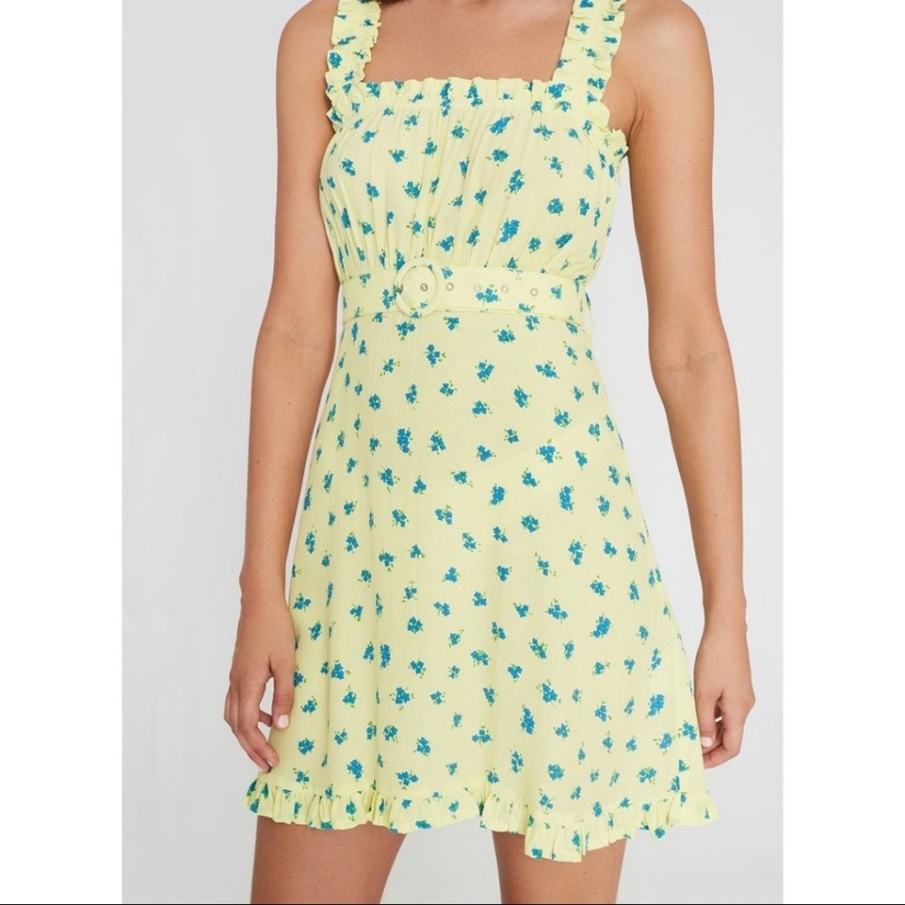 NEW Faithfull the brand Luda Lemon mini dress